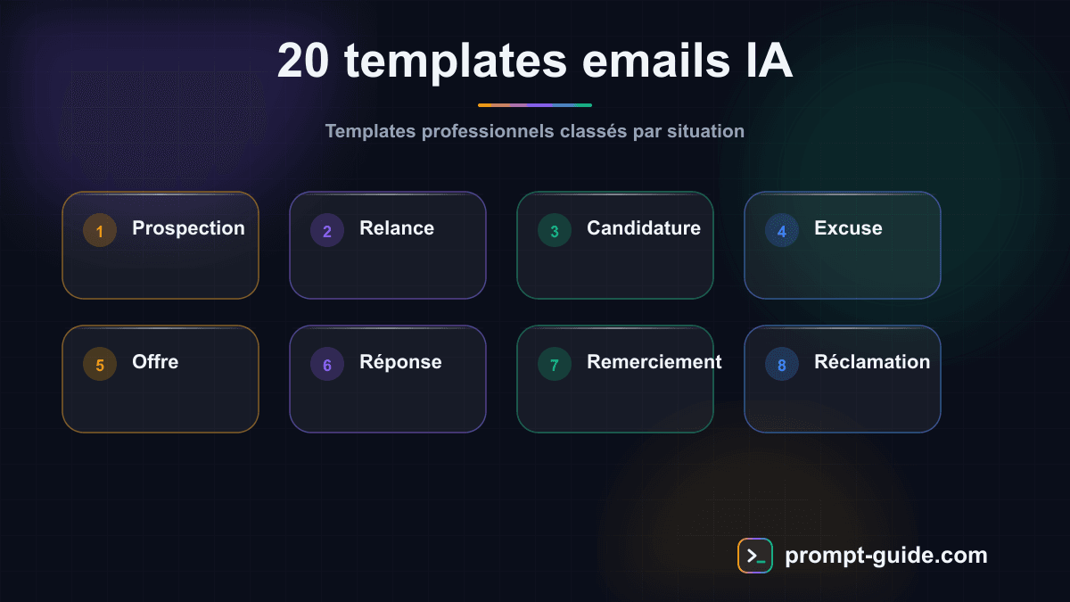 Infographie — Les 20 Templates d'Emails Professionnels Générés par IA