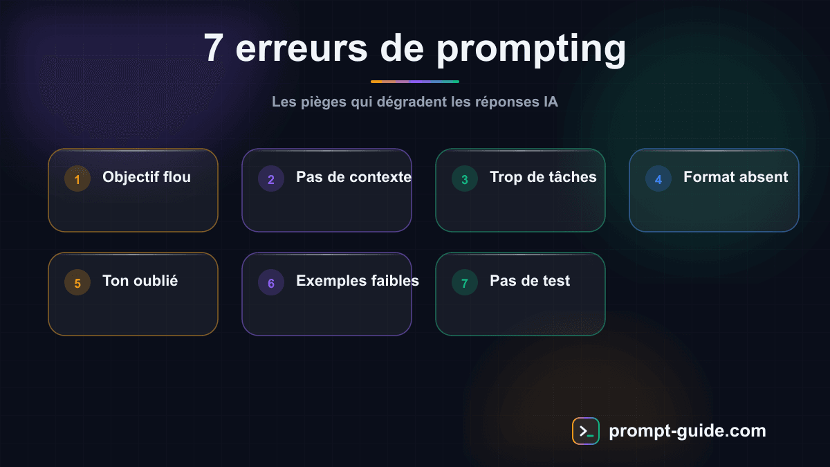 Infographie — Les 15 Erreurs les Plus Courantes en Prompting